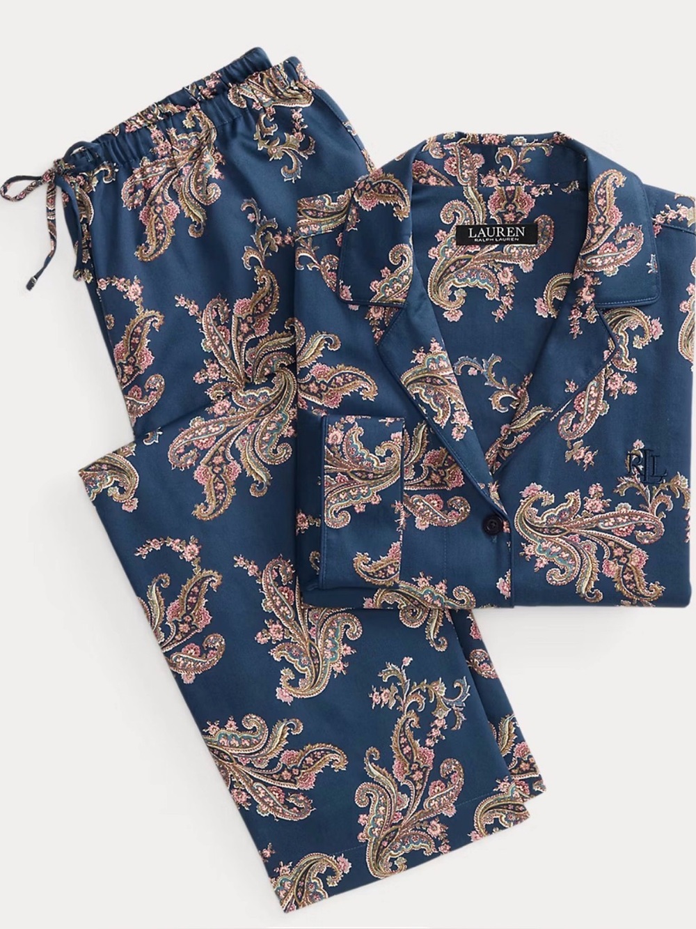 Lauren Ralph Lauren
Paisley Print Long Sleeve Notch Collar Woven
Sateen Pajama M